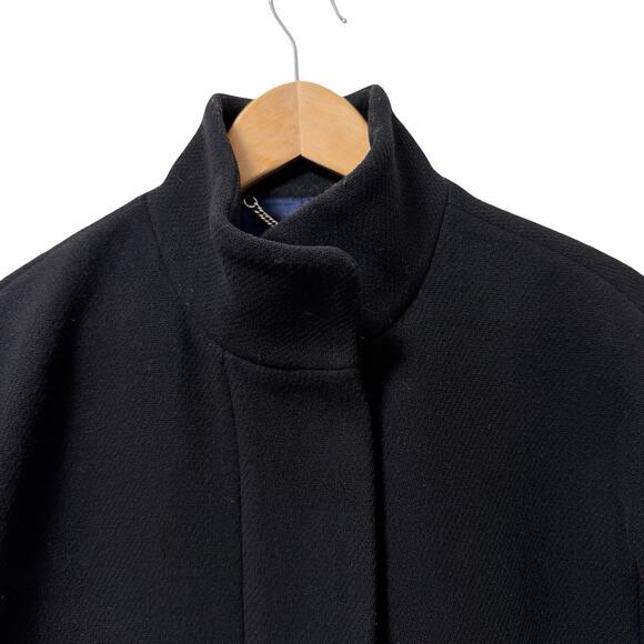 J Crew Womens Cocoon Italian Stadium Wool Blend Coat Size 2P Black Heavy Peacoat - Picture 4 of 11